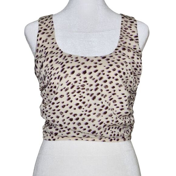 Kittenish by Jesse James Decker Cici Cropped Tank Cream Brown Leopard Women's XS - Picture 1 of 9